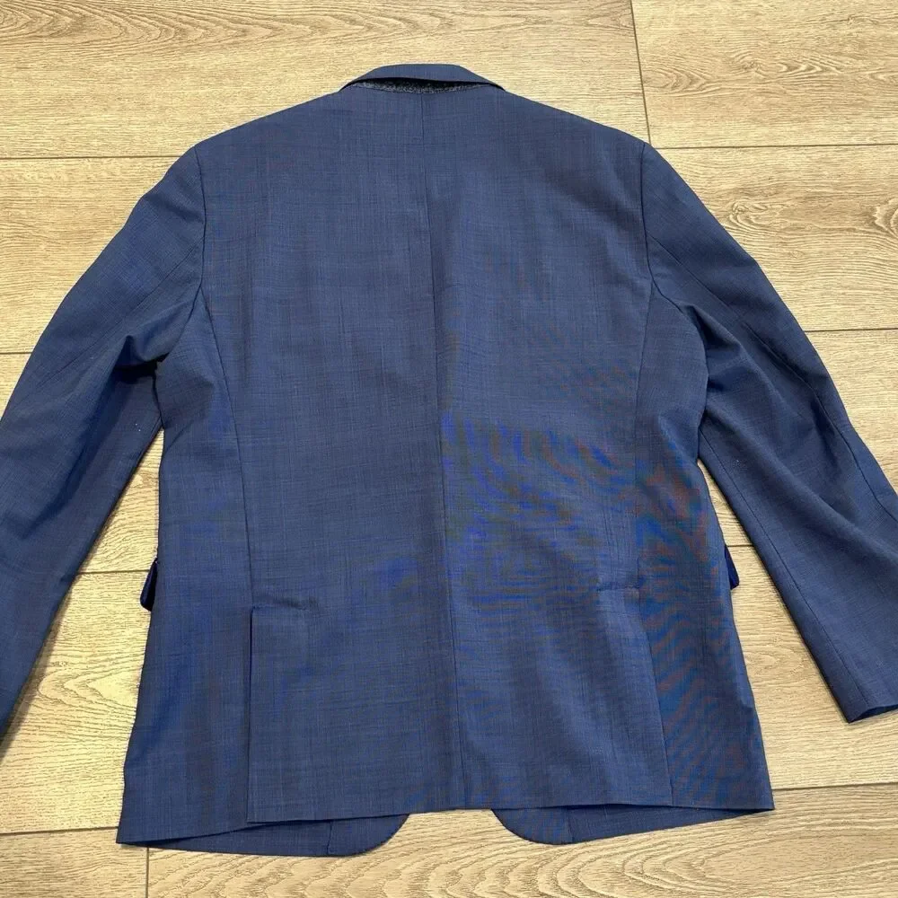Cole Haan Grand OS Blazer Jacket 2 Button Blue Men’s 44R Wool Spandex Blend‎